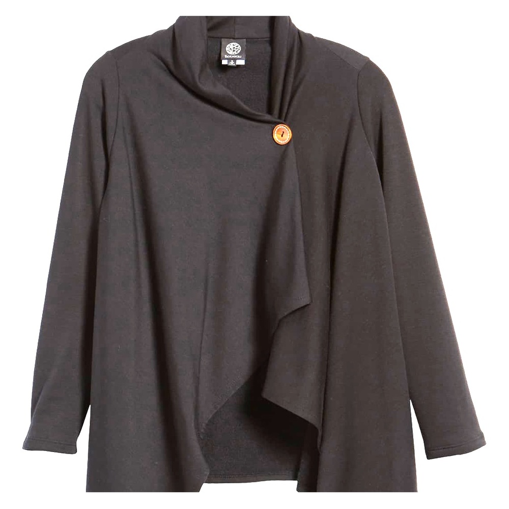 Nordstrom Bobeau one Button Fleece Wrap Cardigan